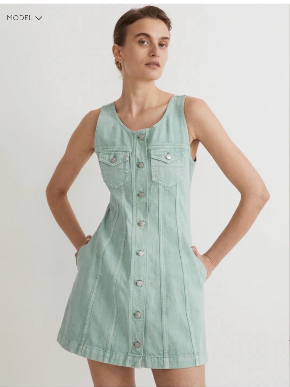 Madewell Denim Sleeveless Seamed Mini Dress in Storied Sea, Size 8, NWT
